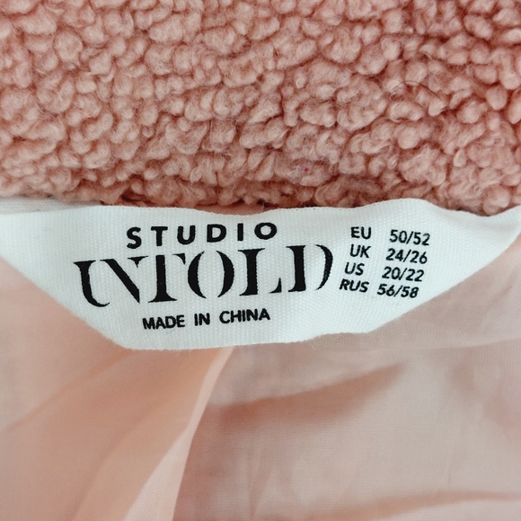 Studio Untold Orange Teddy Bear Wide V Neck Snap Trench Pea Winter Coat Z84 - Picture 6 of 7